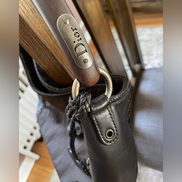 Authentic DIOR Ethnic Collection Brown Diorissimo Print Leather and Canvas Purse - Picture 13 of 15